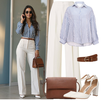 Na Procházku Outfit s Bílá/Krémová Letní Bota/Sandál s podpatkem/Pohodlná lodička/Boty Mary Jane/Sandál Na Širokém Podpatku/Přezková bota/Lodička s T-páskem/Sandál Na Podpatku/Vintage Lodička About You "Perfektní na jaro"Look: Volný čas, Na Procházku