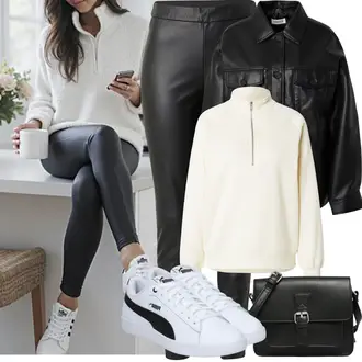 tenues avec Noir Veste en Cuir Veste en Simili Cuir/Bomber en Cuir/Veste en Cuir/Veste de Chemise/Veste d'Uniforme/Vintage Veste en Cuir Edited "Tenue de printemps"