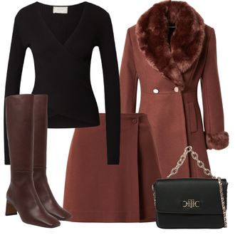 Outfit mit Schwarz Strickjacke Neo Noir "Winterlicher Look"