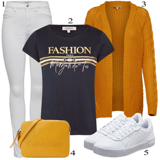 tenues avec Orange/Jaune/Marron Cardigan à Franges/Gilet Doublé/Cardigan Vintage/Cardigan Cache-cœur/Cardigan d'Été/Cardigan Col Rond/Cardigan Court About You "tenues parfaite"