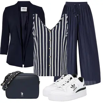 Elegante Outfits mit Weiß/Creme Sneaker Low/Chunky Sneaker/Leder Sneaker/Plateau-Sneaker/Skateschuh/Schmaler Sneaker/Sommer Sneaker/Vintage Sneaker Adidas Originals, Schwarz Schultertasche U.S. Polo Assn. "Elegante Frühlings Outfits"