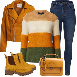 Outfit met geel Laars Rieker "Perfect voor de herfst"