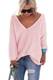 YACOPO Damen Herbst und Winter Arbeiten lose mit Langen Ärmeln V-Ausschnitt-PulloverSexy Pullover mit V-Ausschnitt Pulli tollen Farben - 12 Farben und 4 Größen, Rosa, Asien S/EU 34