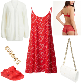Outfit mit Beige/Gold Ring About You "Femininer Sommerlook"