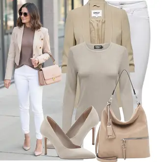 Frühlings Outfits Edel mit Beige/Khaki Lässiger Blazer/Oversize Blazer/Lederjacke/Lederjacke für Männer/Eleganter Blazer/Boyfriend Blazer/Blusenblazer/Longblazer/Kurzblazer Only, Beige/Braun Business-Schuh/Vintage Pumpe/High Heel/Bequemer Pump/High Heel Pumps/Hochfrontpump Tamaris, Braun/Beige Umhängetasche/Shopper-Tasche/Schulranzen/Tragetasche/Schultertasche/Schultertasche Tamaris "Toller Look für den Frühling"Look: Edel, Smart Casual, Elegant, Schick, Ausgefallene, Glamourös, Classic, Stil, Französische, Old Money, Burlesque, Italienische, Büro, Uni, Feine, Boho, Safari, Casual