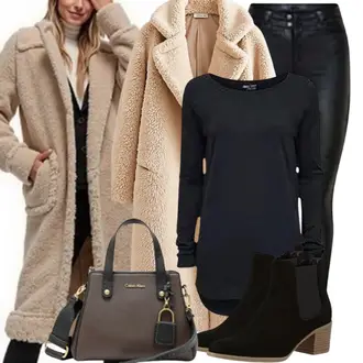 Cowgirl Outfit mit Schwarz/Braun Cowboy Stiefel/High Heels Stiefel/Kniehoher Stiefel/Lammfell Stiefel/Langer Stiefel/Spitzer Stiefel/ReitStiefel/Vintage Stiefel/WeitschaftStiefel MJUS "Savršeno za zimu"Look: Uni, Feine, 80er, Cowgirl, Elegant, Western