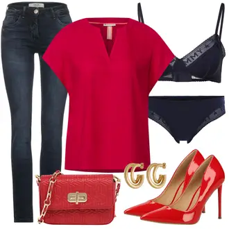 Outfit mit Dunkelblau Ouvert Slip/Klassischer Slip/Taillenslip/Unterteil/Miederhose/Brazilian-slip Tommy Hilfiger "Modischer Sommer Look"