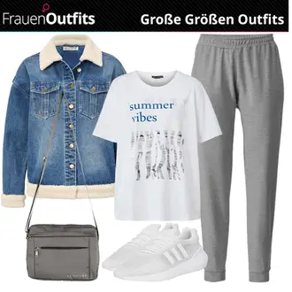 Herbst Outfit mit Jeansjacke/Mantel/Jacke/Pullover rockgewitter "Praktische Große Größen Outfits"