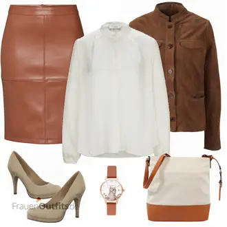 Outfit mit Lederjacke Heine "Heine Bluse"