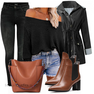 Wasserdicht Outfit mit Schwarz/Dunkelgrau/Grau/Dunkelgrün Parka-übergangsjacke/Parka/Innenfutter Jacke/Frühlingsjacke/Herbstjacke/Langjacke/Wachsjacke "Modischer Look für den Herbst"