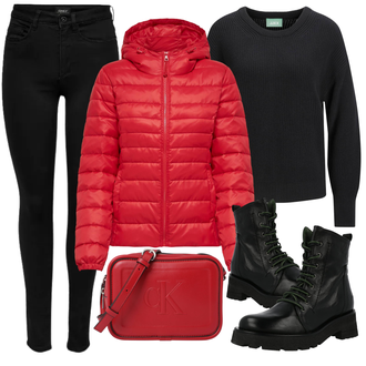 Na Procházku Outfit s Černá/Tmavě modrá Legíny s Podšívkou/Teplé Legíny/Kožená bunda/Neprůhledný Legíny/Sportovní Legína/Formovaná Legína/Bavlněné Legíny/Legíny s Rozparkem/Pletený Legín Only "Outfity na volný čas"Look: Na Procházku, Aerobní, Severská chůze