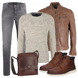Outfit mit Rot Stiefel Jack & Jones "Alltags Outfit"