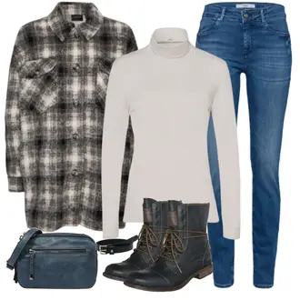 Standesamt Outfit Winter Gast mit Schwarz/Blau/Dunkelblau Schnürstiefelette/Gefütterte Stiefelette/Vintage Stiefelette/Flache Stiefelette/Vintage Stiefel/Biker Boot/Springerstiefel Mustang "Lässiger Freizeit Look"