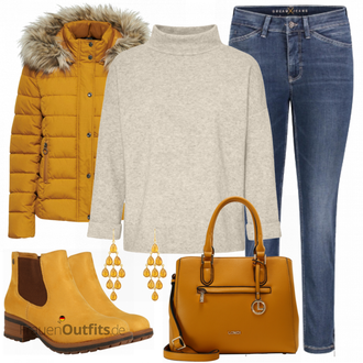 Outfit mit Gelb Stiefel Rieker "Outfit für den Herbst"