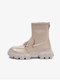 Cream women's leather patent leather ankle boots Hgl Will - Women's