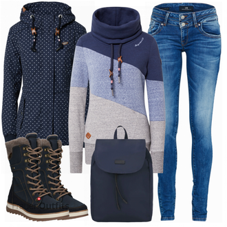 Outfit mit Schwarz Stiefel Tom Tailor "Herbstliches Freizeit Outfit"