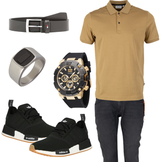 Trendige Outfit mit Schwarz Sneaker Low/Skateschuh/Schmaler Sneaker/Teddy Sneaker/Sommer Sneaker/Winter Sneaker Adidas Originals "Freizeit Outfit"Look: Esthetische, Casual, Lack, Premium, Sportlich, Streetwear, Trendige, Coole, Hip Hop, Skater