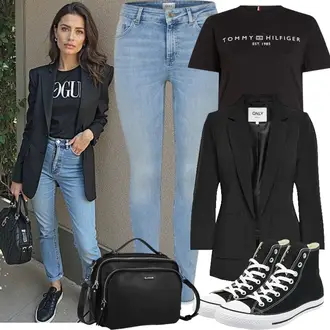 Business Outfits Sportlich mit Schwarz Stoffschuh/Sneaker Mit Seitlichem Reißverschluss/Winter Sneaker/Schmaler Sneaker/Canvas-Sneaker Converse "Perfektes Büro Outfit"Look: Uni, Smart Casual, Skater, Unisex, Gothic, Rock N Roll, Rockabilly, Sportlich, Streetwear, Classic