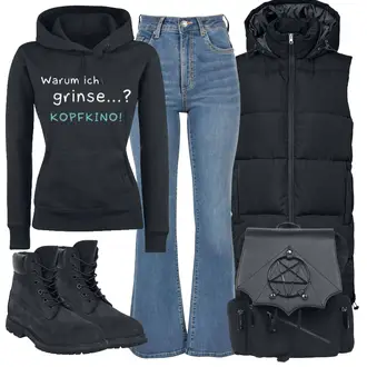 Outfit mit Schwarz sprüche "Herbstliches Freizeit Outfit"