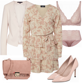 Outfit mit Beige/Grau Bh Calida, Grau Unterhose Calida "SISTERS POINT Kleid"
