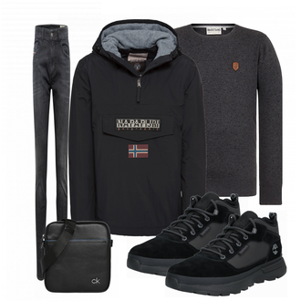 Outfit mit Blau Sneaker Timberland "Naketano"