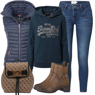 Outfit mit Schwarz Sweatmode Superdry "Outfit für den Herbst"