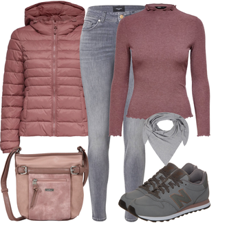 Slouchy Kaschmir Outfit mit Grau/Hellgrau/Dunkelgrau Tuch/Hut Bandana/Loop Schal/Schal Zwillingsherz "Herbstlicher Look"