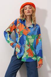 Trend Alaat Stili Women's Mix Oversize Long Woven Shirt