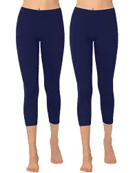 OCERA Damen Leggings 3/4 Lang (Capri) aus atmungsaktiver Viskose Dunkelblau Gr. XL (48/50) 2er Pack