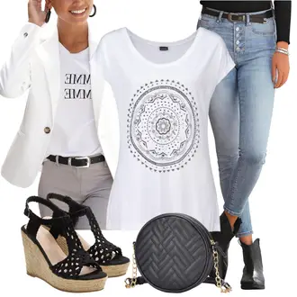 Casual Outfit mit Hellblau/Schwarz/Blau Jeggings/Jeans Leggings Buffalo "Cool für die Freizeit"Look: Casual, Indoor, Schön, Coole, Spanische, Französische