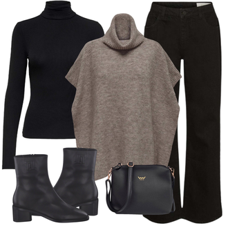 Lyocell Outfit sa Crna/Smeđa/Tamnosiva/Ljubičasta Kardigan s podignutim ovratnikom/Kardigan s okruglim izrezom/Kratki kardigan/Kardigan od kašmira Only "Jesenski outfiti"