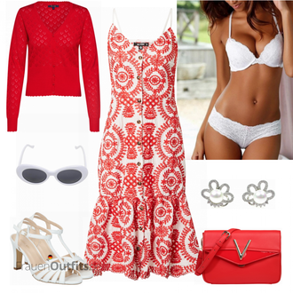 Outfit mit Weiß/Creme/Rosa Bügel-BH/BH-Slip Set mit Bügel/Durchsichtiger BH/Dessous-Set Aus Spitze/Spitzenbustier/Herrenschuhe in Größe 11/BH Slip Set Lascana "Mediterranes Sommeroutfit"