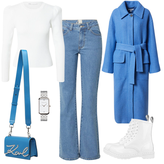 Lack Outfit mit Weiß/Creme SchnürStiefelette/SpringerStiefel/Klassischer Stiefel Dr. Martens "Stylishes Alltagsoutfit"Look: Lack, Uni, Classic, Maritim, Moderne, Outdoor, Unisex