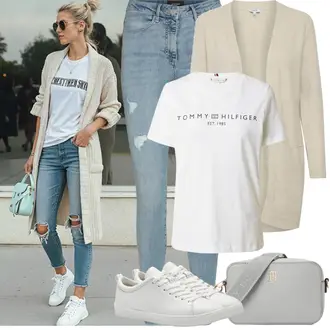 Outfit sa SvjetloPlava/Plava Hlače rupa hlača/Traper Tajice/Hlače s Prorezom/Jeggings/Skinny Hlače VERO MODA "Proljetni Outfit"