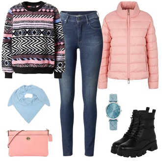 Slouchy Kaschmir Outfit mit Hellblau/Blau Schal/Loop Schal/Hut Bandana Zwillingsherz "Texture Casuallook"