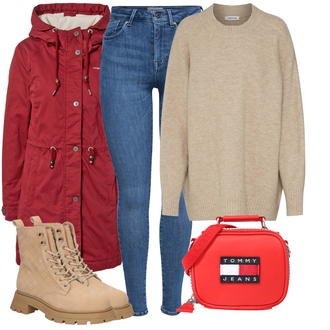 Outfit mit Beige Stiefel VERO MODA "Trendiger Winterlook"