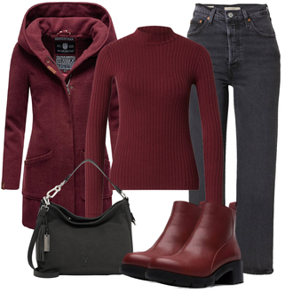 Outfit mit Rot Stiefel Camper "Bequemes Winter Outfit"