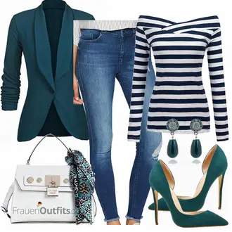 Hochzeitsgast Outfit mit Grün/DunkelGrün/Türkis Eleganter Schuh/Slingpump/Bequemer Pump/High Heel/Vintage Pumpe/Hochfrontpump AOOAR "Zeagoo Damen"