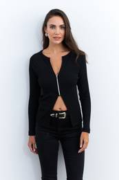 Women's Black Zip Camisole Blouse