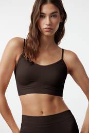 Dark Brown Seamless Strappy Knitted Bustier