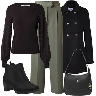 Stil Outfit sa Crna Chelsea Gležnjača/Kožna Jakna/Kožna gležnjača/ljetna gležnjača/Podstavljena Gležnjača/Gumena Gležnjača Tamaris "Zimski outfit"
