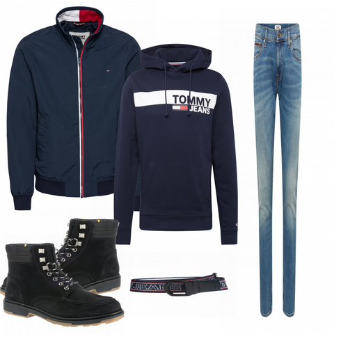 Schwarz Stiefel Tommy Jeans kombinieren