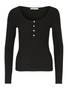 Noir Manche Longue Encolure Henley Chemisiers Grandes Tailles pour Femme image