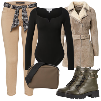 Outfity na zimu s hlubokým výstřihem s Černá Jednoduchý top/Dlouhý top/Pletený top/Košilový top/Top Na Party/Košile s dlouhým rukávem Edited "Zimní outfity"