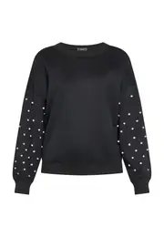 Sweater majica crna / srebro / biserno bijela