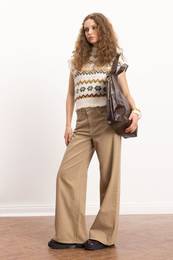 Cool Gabardine Trousers Wide Leg High Waist Wide Leg