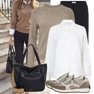 Outfit met wit/Crème InstapBlouse/Oversized Mousseline Blouse/Oversized Blouse/Linnen Blouse/Blouse met Opstaande Kraag lofty manner "Lichtgewicht Outfit"