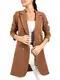 ORANDESIGNE Blazer Damen Elegant Tailliert Lang Business Outfit Sexy Slim Fit V Ausschnitt Tief Anzugjacke Büro Longblazer Sommer Mantel Jacke Anzug C Khaki M