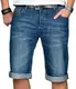 A. Salvarini Herren Designer Jeans Short Kurze Hose Comfort Fit Sommer Bermuda AS-231 [AS-231-Blau-W32]
