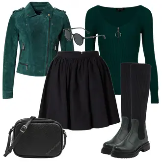 Outfit mit Schwarz Lederjacke VERO MODA "Trendiges Herbst Outfit"